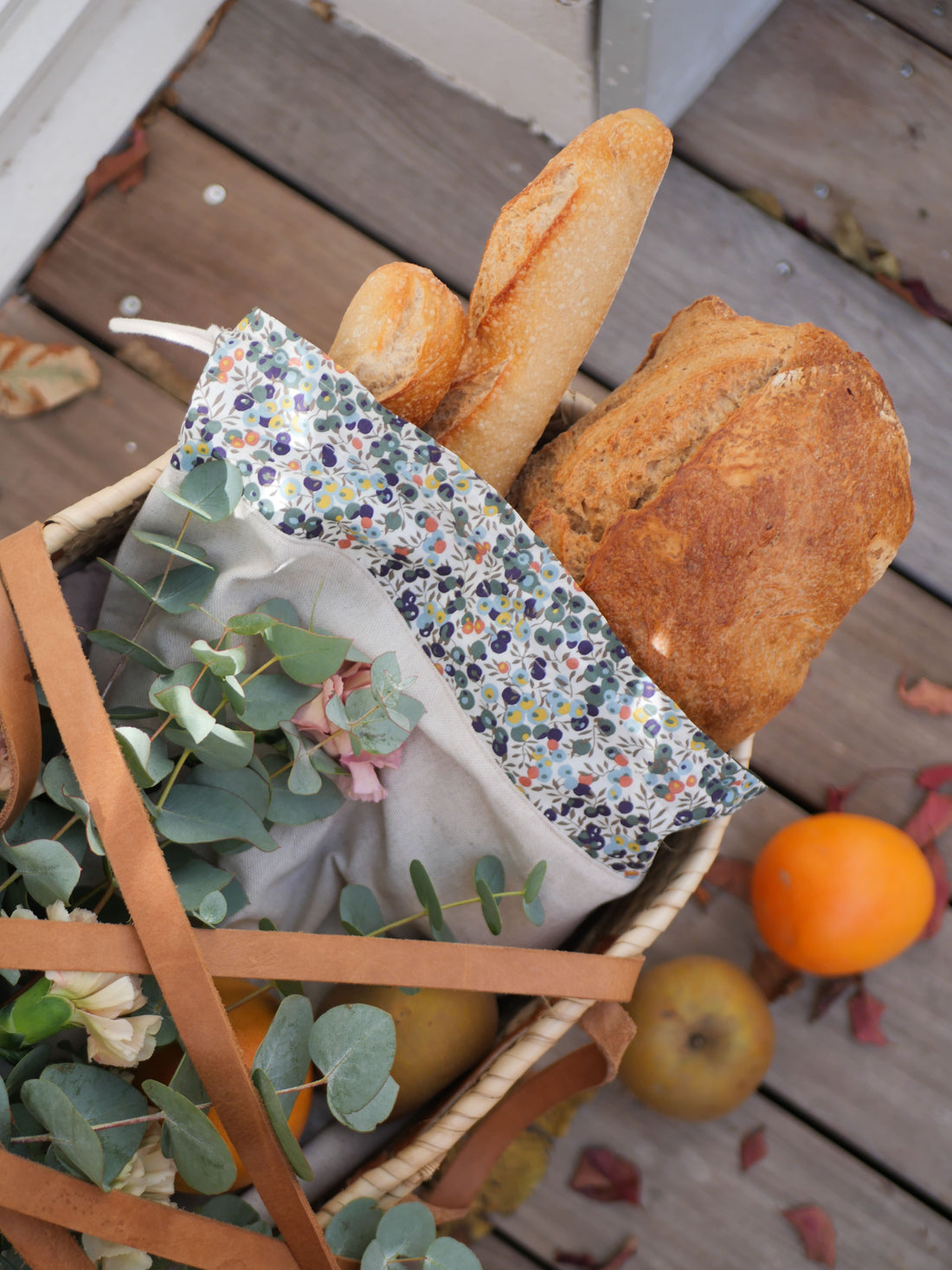 Sac à pain XL en lin et coton